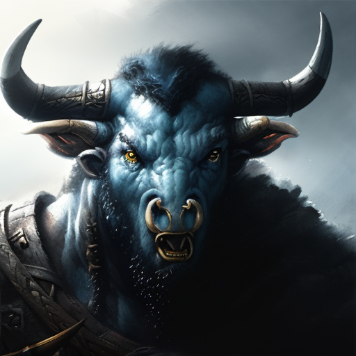 00092-2022190098-Close-up Portrait of Minotaur_Person, Fantasy, Frostpunk, Viking, Volumetric lighting, concept art, brush stroke style, artstati.png